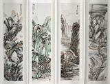Lot#2027, YAO HUA (CHINESE, 1876-1930), INK & COLOR ON PAPER HANGING SCROLLS, 1923, 53" X 13", THE 4 SEASONS