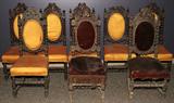 Lot#2103, CHARLES II REVIVAL CARVED OAK SIDE CHAIRS, EIGHT, H 45"