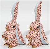 Lot#2249, HEREND PORCELAIN BUNNIES, TWO, H 4"