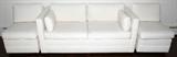 Lot#2304, MODERN WHITE UPHOLSTERED LOVE SEAT & CHAIRS (2), L 68"