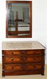 Lot#2309, VICTORIAN WALNUT & MARBLE TOP THREE DRAWER CHEST, H 28 3/4", L 45", D 20", & MIRROR