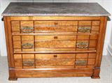Lot#2308, EASTLAKE VICTORIAN WALNUT & BURL WALNUT 3 DRAWER DRESSER WITH VEINED GRAY MARBLE TOP, H 29", W 40"