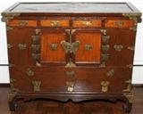 Lot#2322, KOREAN WOOD & BRASS CHEST, H 33", L 37 1/2", D 16"
