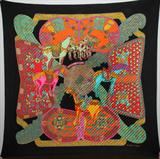 Lot#2420, HERMES PLEATED SILK SCARF, 34" X 34"