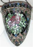 lot #2 TIFFANY STYLE HANGING LAMP, H 18", W 14", DIA 36"