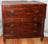 lot #5 MAHOGANY INLAID DROP FRONT CHEST/SECRETAIRE, H 45", L 44", D 23"