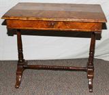 lot #8 ENGLISH, BURL WALNUT WRITING DESK, 19TH C., H 30", L 34", D 20"
