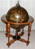lot #9 MAPLE & PRINTED PAPER TERRESTRIAL GLOBE HINGED TOP BAR, H 41", DIA 30"