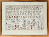 lot #14 NEEDLEWORK SAMPLER, DATED 1756, H 13", W 22"