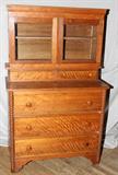 lot #32 AMERICAN MAPLE CUPBOARD, 19TH CENTURY, H 63", L 48", D 19"