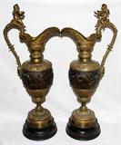 lot #41 BRONZE EWERS AFTER CLODION, PAIR, H 26", W 10"