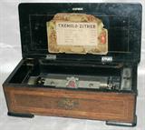 lot #101 ROSEWOOD INLAID MUSIC BOX, H 6"