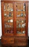 lot #135 OAK CURIO, H 78", W 44", D 17"