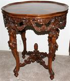 lot #242 CARVED ITALIAN NEOCLASSIC TABLE, H 30", DIA 27"