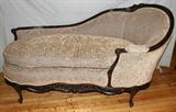 lot #254 LOUIS XV STYLE WALNUT CHAISE LONGUE, H 35", L 65", D 27"