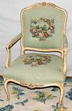 lot #355 LOUIS XV STYLE NEEDLEPOINT ARM CHAIR, H 36", W 24"