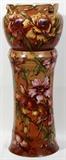 lot #301 HAND PAINTED DEMI-PORCELAIN JARDINIÈRE & BASE, H 34"