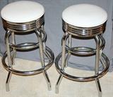 lot #357 ART DECO STYLE CHROME BAR STOOLS, C1950, 2 PCS., H 26", W 18"