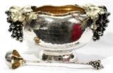 lot # 1001 GORHAM STERLING SILVER & MIXED METAL PUNCH BOWL WITH LADLE, 1881, H 9", W 18" (TO THE HANDLES)
