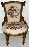 lot #363 VICTORIAN WALNUT CHAIR WITH NEEDLEPOINT SEAT