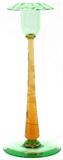 lot #1015 STEUBEN POMONA GREEN & AMBER ETCHED GLASS CANDLESTICK, C. 1920, H 10"