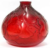 lot #1013 R. LALIQUE 'COURGES' VASE, C. 1914, H 7 1/2", DIA 7 1/2"