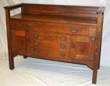 lot #1023 STICKLEY BROS. 'QUAINT' ARTS & CRAFTS OAK SIDEBOARD, C. 1910, H 44", W 60"