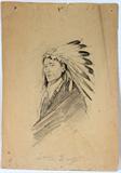 lot #1042 JOSEPH SCHEUERLE (1873-1948), PENCIL DRAWING, 10" X 7" PAPER, SIOUX INDIAN, 'LITTLE DOG'