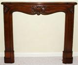 lot #1082 FRENCH LOUIS XV STYLE WALNUT FIREPLACE SURROUND, H 45", W 48", D 10"