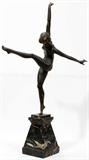 lot #1099 FRENCH ART DECO BRONZE SCULPTURE, C. 1920, H 26", W 4 3/4" SQUARE (BASE)