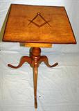 lot #1162 MAPLE TABLE WITH MASONIC INLAYS, H 29", W 18"