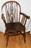 lot #1160 ENGLISH WINDSOR OAK ARMCHAIR, C. 1800, H 38", W 29"