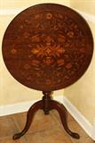 lot #1165 DUTCH STYLE MARQUETRY INLAID TILT-TOP TABLE, H 27", DIA 25"