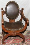 Lot #1435, SAVONAROLA OAK CHAIR, H 39"