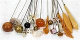 Lot #1486, VINTAGE CELLULOID, MOTHER-OF-PEARL & METAL HAT PINS (20)