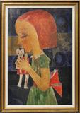 Lot #2007, SARKIS SARKISIAN, MIXED MEDIA ON PAPER, 29" X 19", GIRL WITH DOLL