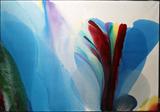 Lot #2012, PAUL JENKINS (US B. 1923), ACRYLIC ON CANVAS, 1977, 77" X 108", "PHENOMENA JADE WINDS WALKING"