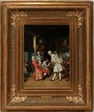 Lot #2014, ATTRIBUTED TO JEAN LOUIS ERNEST MEISSONIER, OIL ON CANVAS, 14" X 10", "LES AMATEURS DE LA PEINTURE"