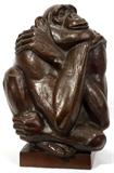 Lot #2021, MARSHALL FREDERICKS, BRONZE CHIMPANZEE SCULPTURE, H 13", "THE THINKER", RARE SIGNED EDITION