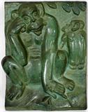 Lot #2020, MARSHALL M. FREDERICKS (US 1908-98), BRONZE PLAQUE, 10 1/2" X 8" X 2 1/4", "PHILOSOPHER CHIMPANZEE"