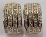 Lot #2038, 14 KT YELLOW GOLD & DIAMOND EARRINGS, PAIR