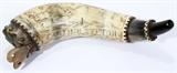 lot #2053, AMERICAN ANTIQUE, HAND ENGRAVED POWDER HORN, L 13"