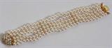 Lot #2056, 6.5MM NATURAL JAPANESE AKOYA PEARLS AND 4.00CT DIAMOND CLASP BRACELET, L 7.5"