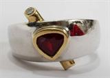 Lot #2059, 18 KT TWO TONE GOLD, RUBY & DIAMOND RING