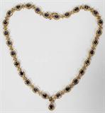 Lot #2057, 14KT GOLD, DIAMOND AND SAPPHIRE NECKLACE, L 16"