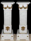 Lot #2146, MARBLE PEDESTALS WITH ORMOLU, PAIR, H 34", W 11", L 11"