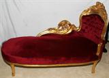 Lot #2151, FRENCH STYLE GILT & UPHOLSTERED CHAISE LOUNGE, H 38", L 62"
