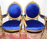 Lot #2150, LOUIS XVI STYLE GILT & UPHOLSTERED OPEN ARMCHAIRS, PAIR