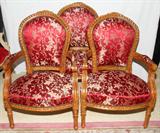 Lot #2157, FRENCH STYLE WALNUT & UPHOLSTERED OPEN ARMCHAIRS, THREE