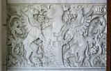 Lot#8, CARVED GRIFFIN, ARMOR, GRAPE AND LEAF PANELS, PAIR, H 33" EA., W 49" EACH
